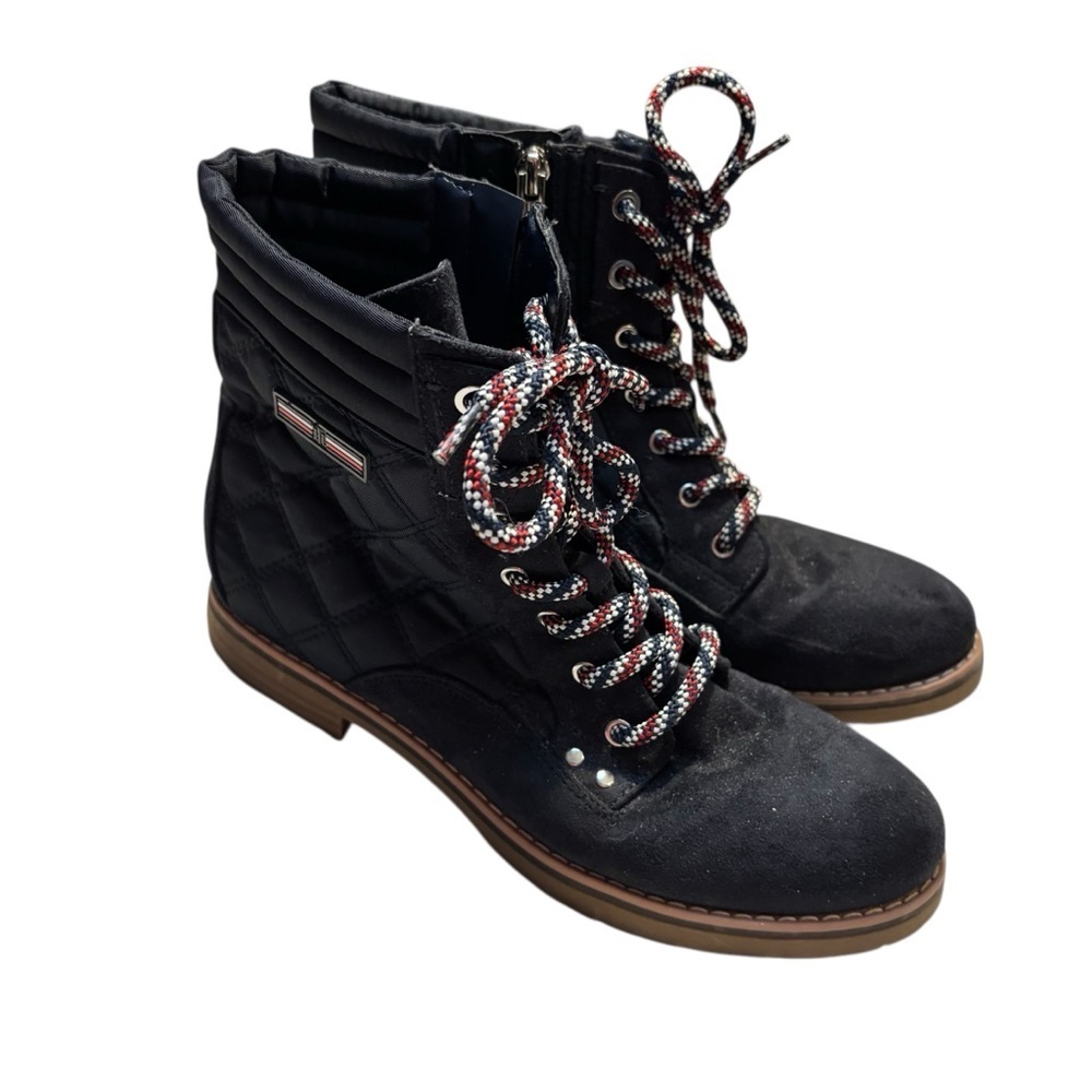 Tommy Hilfiger Boots Size 8.5 Navy Blue Quilted Moto Boots